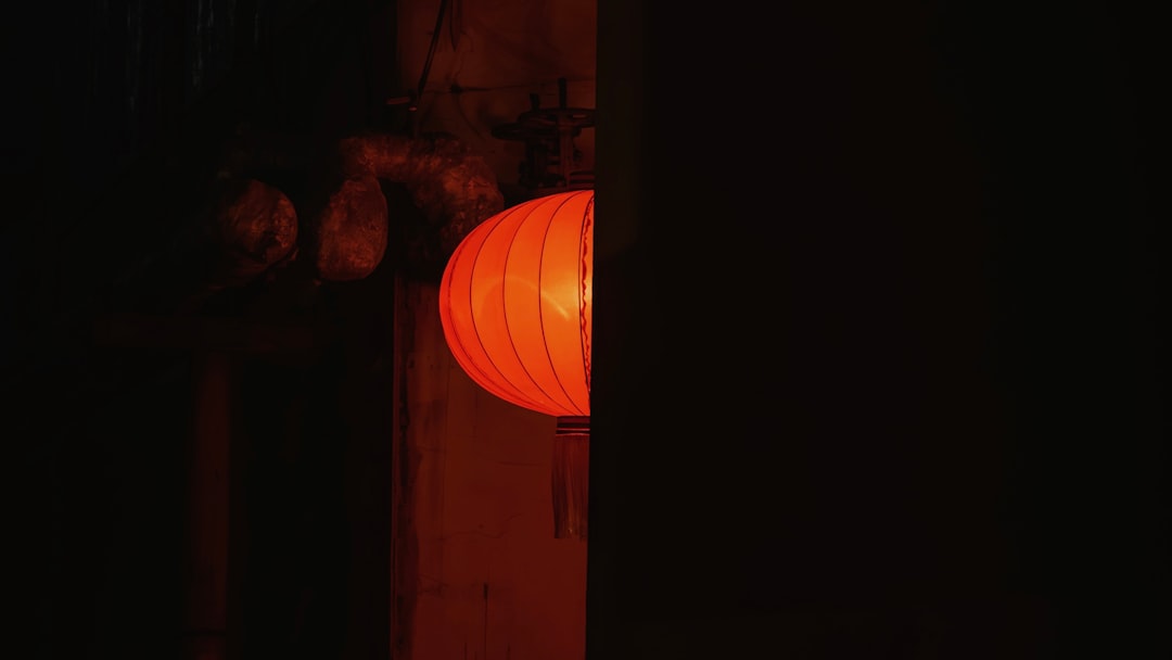 A glowing lantern in the dark