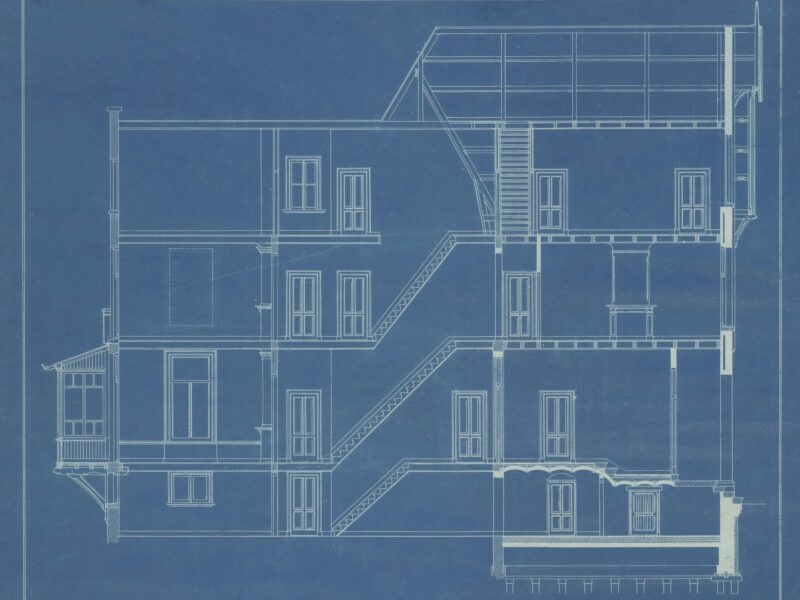 Architectural blueprint of a multi-story building